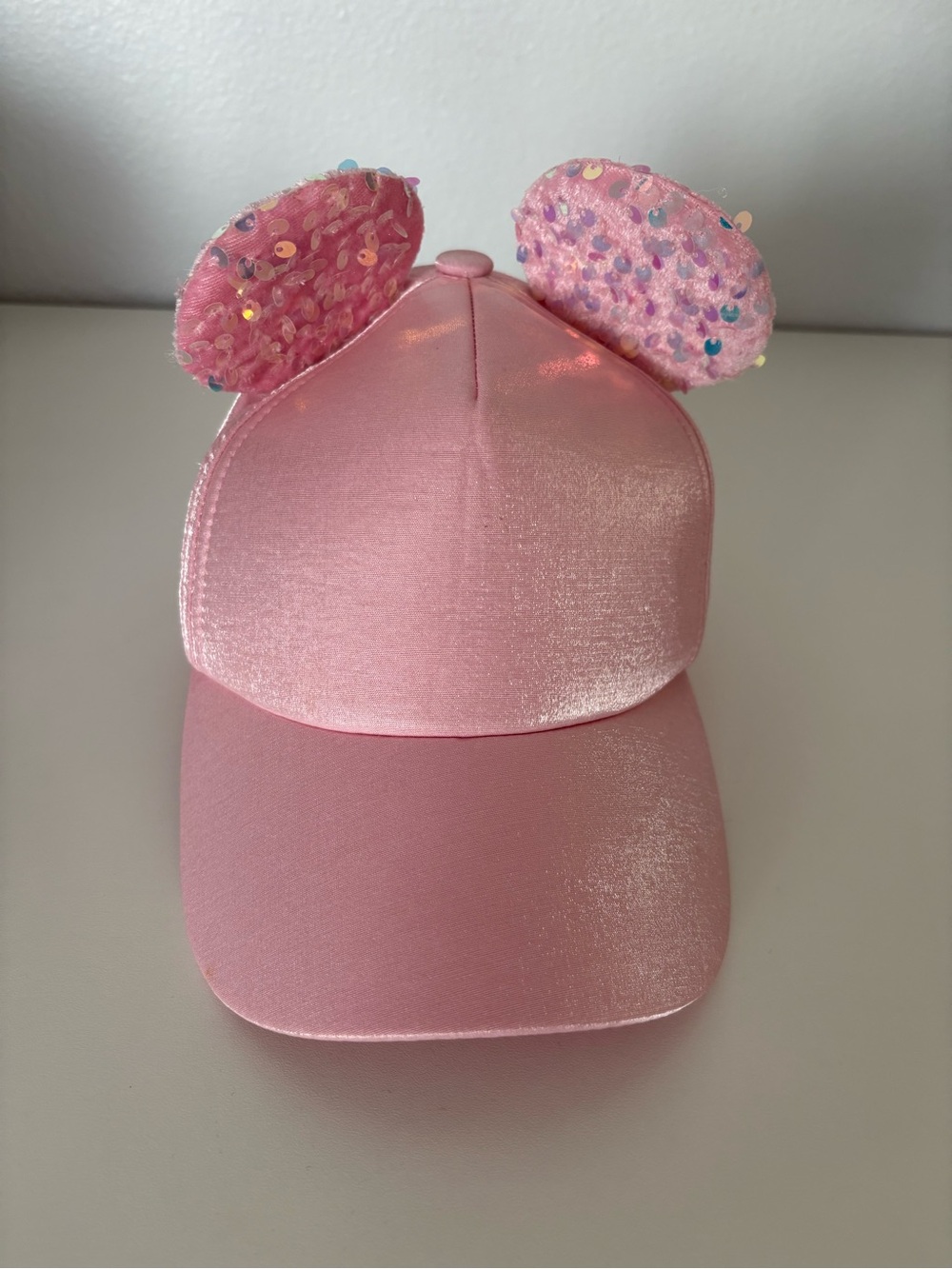 cute girl pink satin Disney Minnie Mouse baseball cap